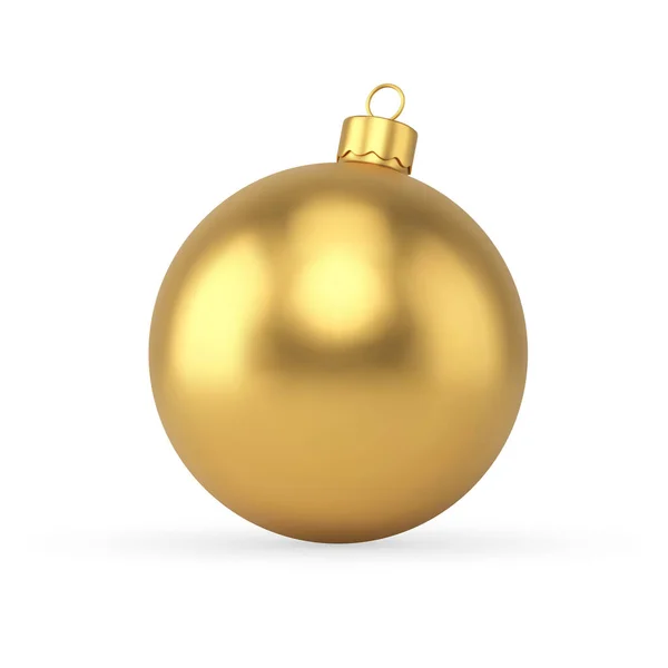 Traditional Christmas tree glossy golden ball vector illustration. Classic festive holiday decor — Stockový vektor