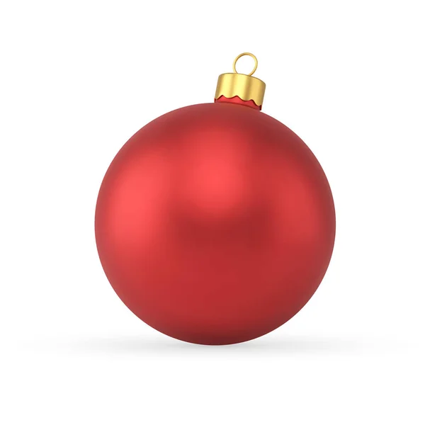 Bola de árbol de Navidad rojo festivo con lazo de oro para colgar ilustración vectorial realista — Vector de stock