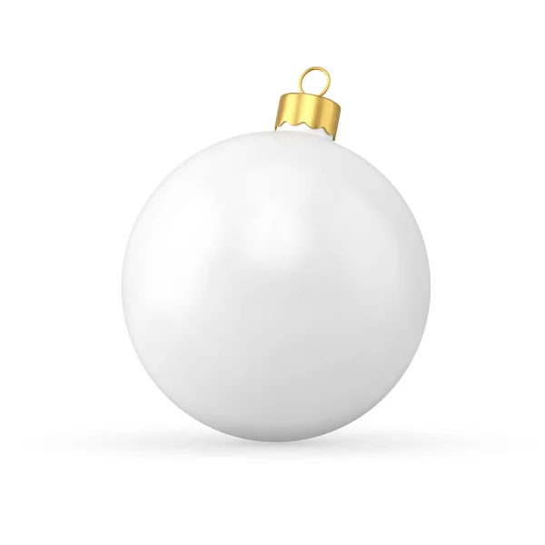 Realistic white Christmas ball vector illustration. Traditional New Year festive sphere toy holiday — Stockvektor