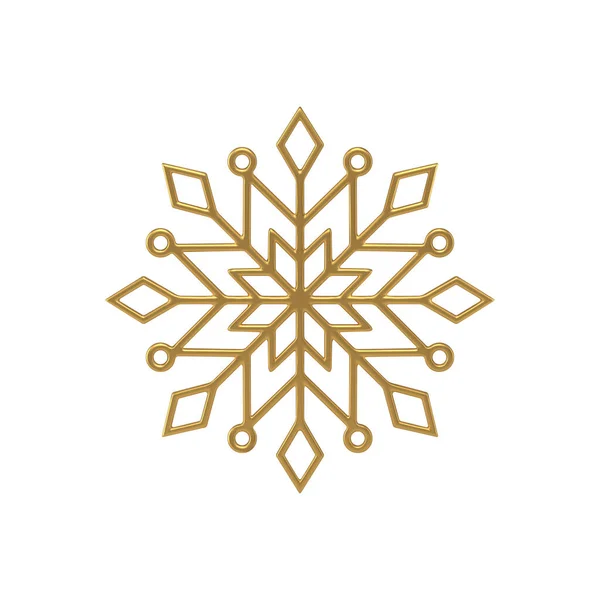 Decorative golden snowflake pattern realistic vector illustration. Glossy winter symbol — Stock vektor