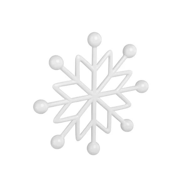 球体装飾デザインベクトルイラストと現実的な白の3次元雪の結晶 — ストックベクタ