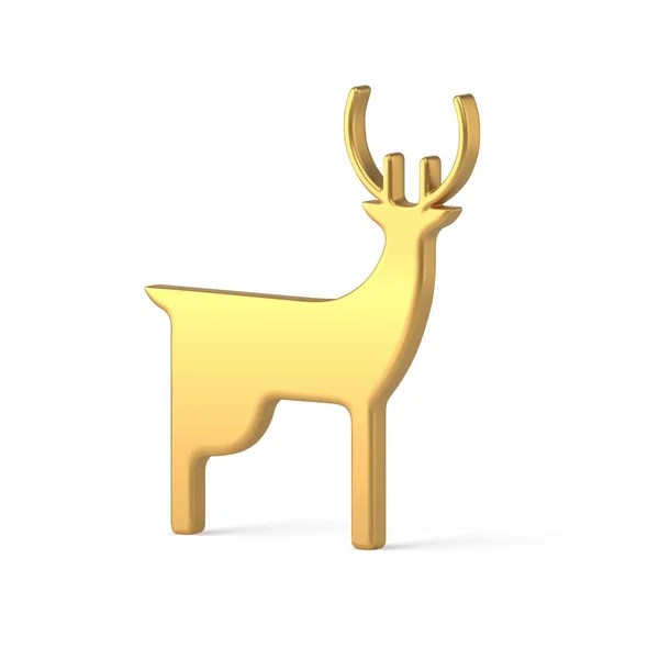 Minimalist traditional metallic horned deer three dimensional realistic vector illustration — Stockvektor