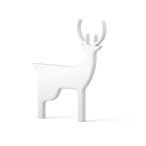 Elegant minimalistic frozen white horned deer three dimensional realistic vector illustration — Wektor stockowy