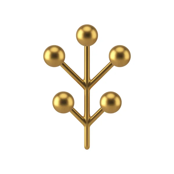Decorative Christmas golden metallic tree branch toy with berries realistic vector illustration — Stockvektor