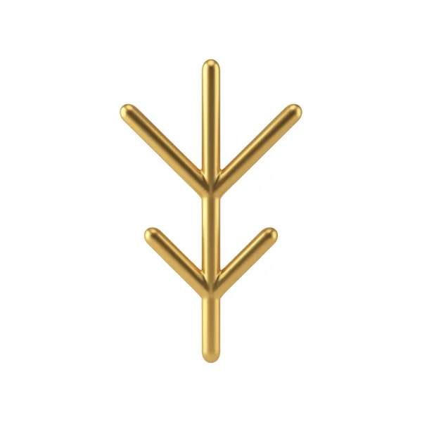 Роскошная золотая минималистичная ветвь елки Xmas игрушечный декоративный дизайн реалистичная векторная иллюстрация — стоковый вектор