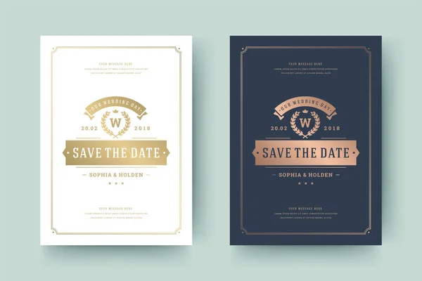 Wedding invitation save the date card templates — Vector de stock