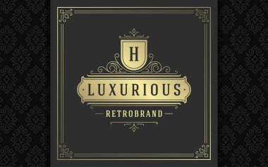 Klasik logo zarifleştirir sanat zarifliği Viktorya tarzı vektör şablonu tasarımı