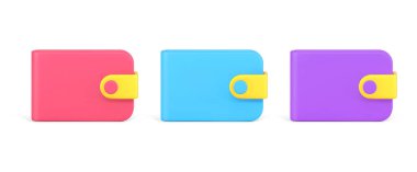 Collection wallet template 3d icon for cash money carrying and storage decorative design vector