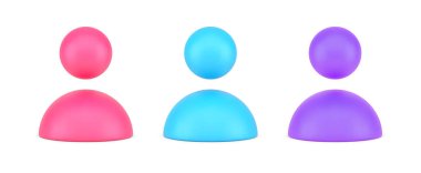 Collection multicolored human personal symbols cyberspace user staff avatar or web member 3d icon