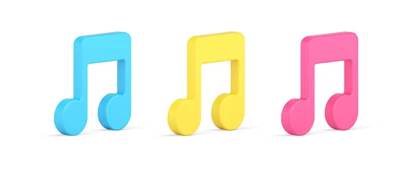 Bright notes collection for music writing playing 3d icon template vector illustration — Wektor stockowy