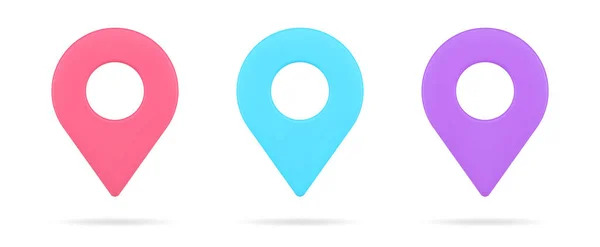 Multicolored map pin location GPS symbol collection 3d icon vector geolocation GPRS symbols — Stok Vektör