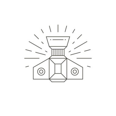 Top view linear simple photo camera shooting with flare lens create multimedia content logo vector