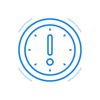 Productivity work vector line icon. Marketing strategy time management exclamation mark dial.