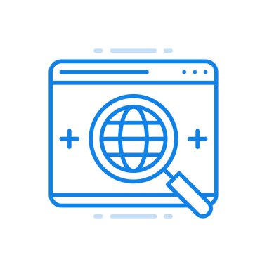 Global online search line vector icon. Digital modern technologies world scanning.