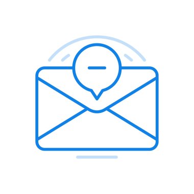 Unread letter by email vector line icon. Unverified newsletter closed envelope with minus.