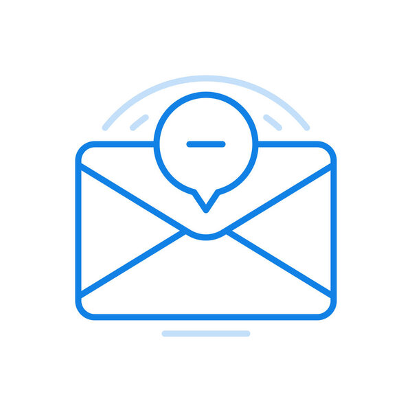 Unread letter by email vector line icon. Unverified newsletter closed envelope with minus.