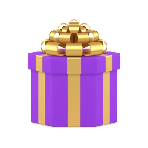明るいネオン紫多角形段ボールプレゼントパッケージのための休日お祝いベクトル — ストックベクタ
