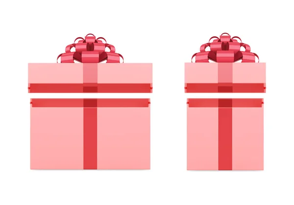 Nastavit křehkost růžová holčičí dárková krabice jiný tvar balení dovolená dárek 3d šablona vektor — Stockový vektor