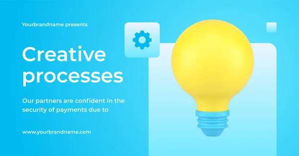 Creative process brainstorming innovation idea with lightbulb gear promo banner 3d icon vector — Vetor de Stock
