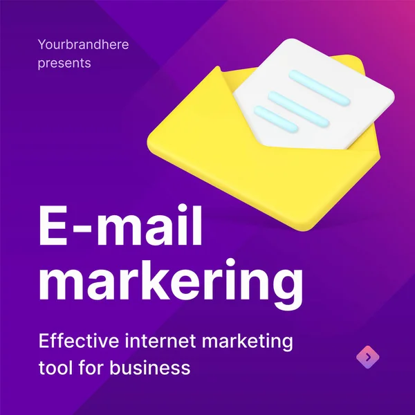 Email marketing business reaching online audience cyberspace advertising 3d icon landing page vector — Διανυσματικό Αρχείο