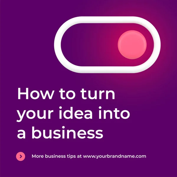 How to turn business innovation idea into work promo post power switch 3d icon landing page vector — Vetor de Stock