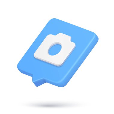 Realistic diagonal placed photo video camera quick tips cyberspace notification 3d icon vector