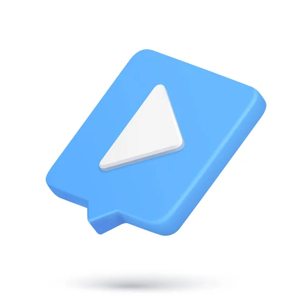 Isometric video audio play triangle button 3d icon quick tips cyberspace notification vector — Stockvektor
