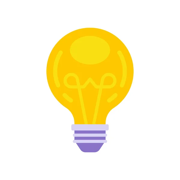 Amarelo clássico lâmpada elétrica iluminação ícone vetor plana ilustração. Símbolo da lâmpada —  Vetores de Stock