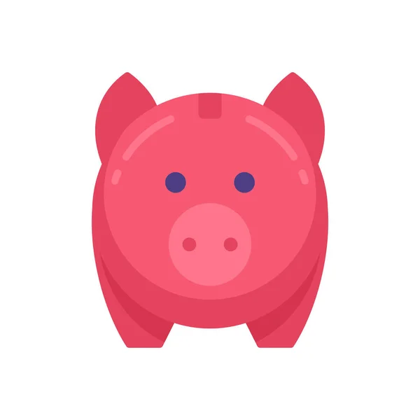Pink piggy banco frente vista vetor plana ilustração. Símbolo animal de fazenda engraçado para orçamento financeiro —  Vetores de Stock