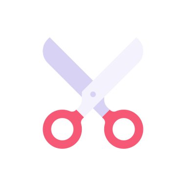 Kırmızı halkalı makasları ve düz vektör çizimi için keskin bıçakları aç