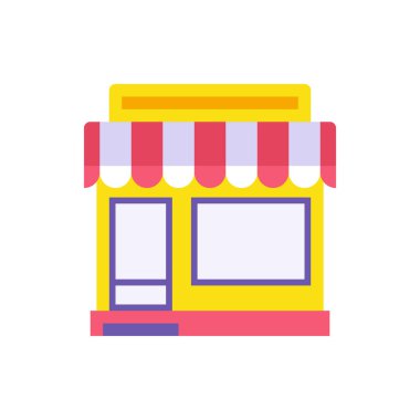 Dış bakkal çadırı satıcısı vektör düz çizim. Kentsel süpermarketin önünde