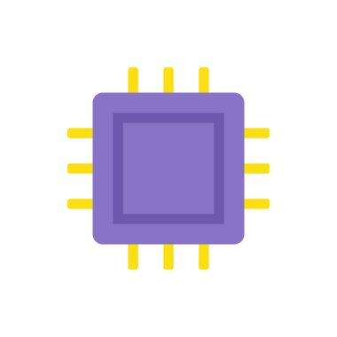 Kare mor Cpu simge vektörü düz illüstrasyon