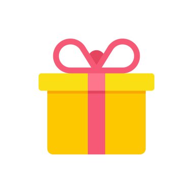 Kare sarı paketlenmiş hediye kutusu kırmızı kurdeleyle bağlanmış.