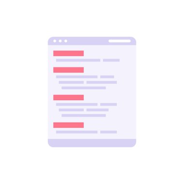 Kodlama web sitesi basit simge vektör düz illüstrasyon.