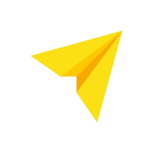 Sárga papírrepülő repülő repülő szárny vektor lapos illusztráció. Origami szimbóluma az új üzenet küldése — Stock Vector
