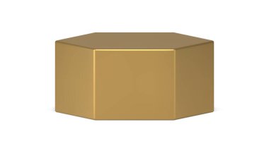 Lüks altın altıgen sahne geometrik şekil pazarlama ürünü reklamları 3D vektör