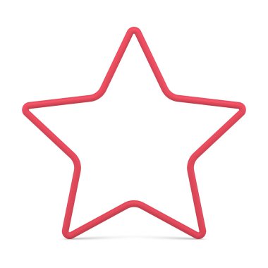 Gerçekçi kırmızı yıldız çerçevesi klasik beş köşeli metalik parlak tasarım 3d şablon vektörü