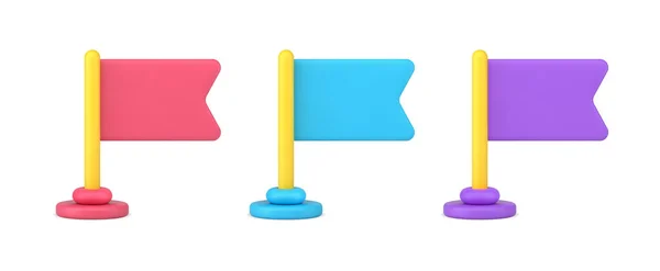 Colección banderas multicolores fijación en rack para el diseño decorativo de pie 3d icono vector ilustración — Archivo Imágenes Vectoriales