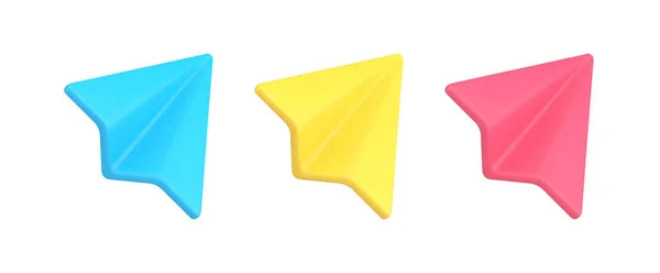 Définir brillant élévation papier avion symbole message envoi ou origami avion vecteur isométrique 3d — Image vectorielle