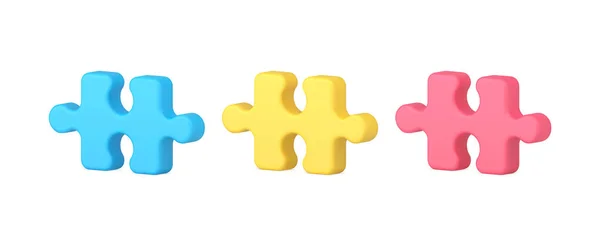 Pièces de puzzle lumineux pour le jeu de logique reliant remue-méninges ou résoudre le problème icône 3d isométrique — Image vectorielle