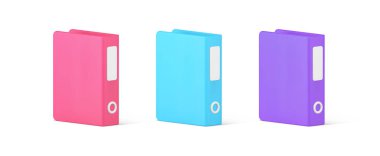 Kağıt belgeleri depolama organizasyonu 3d için gerçekçi çok renkli karton dizinler