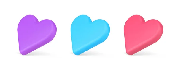 Kollektion hochglanz isometrische Herzform Symbol der Liebe, Zärtlichkeit und Valentinstag 3D-Symbol — Stockvektor