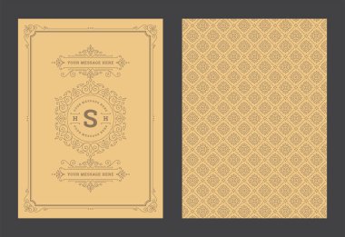 Vintage süsleme tebrik kartı kaligrafik dekoratif girdaplar ve vignette çerçeve tasarım vektörü şablonu