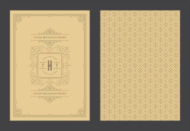 Vintage süsleme tebrik kartı kaligrafik dekoratif girdaplar ve vignette çerçeve tasarım vektörü şablonu