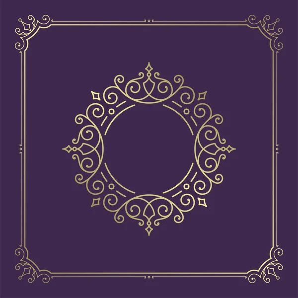 Vintage bloeit ornament wervelt lijnen frame sjabloon vector illustratie victoriaanse sierlijke grens voor wenskaarten — Stockvector