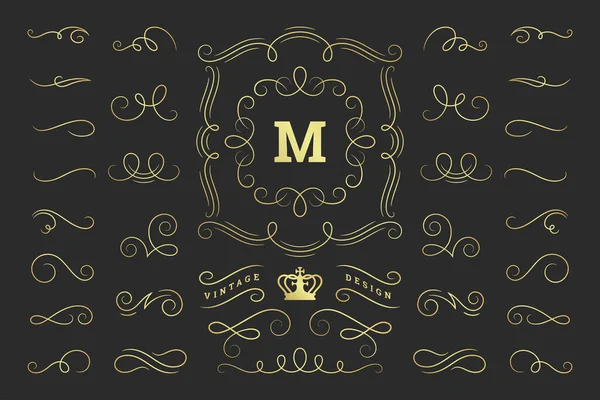 Kaligrafik tasarım elemanları vintage süsler girdaplar ve parşömenler dekorasyon vektör tasarım elementleri