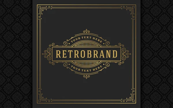 Vintage logotyp elegant blomstrar linje konst graciösa prydnader segrande stil vektor mall design — Stock vektor