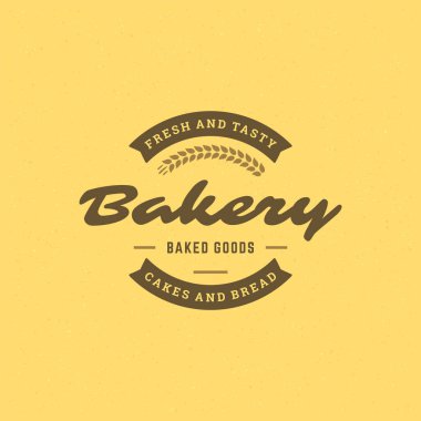 Fırın rozeti ya da retro vektör çizimi. Fırın için kulak buğdayı silueti.