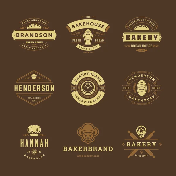 Logos et badges de boulangerie modèles de conception set illustration vectorielle. — Image vectorielle