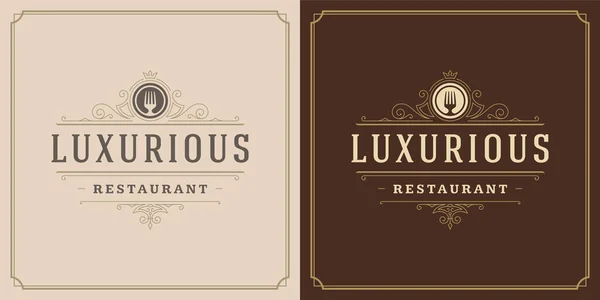 レストランのロゴデザインベクトルイラストフォークシルエット — ストックベクタ